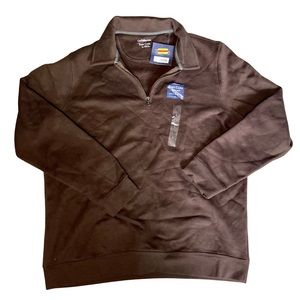 NWT Men’s Croft and Barrow Easy Care Brown 1/4 Zip Pullover Sweatshirt